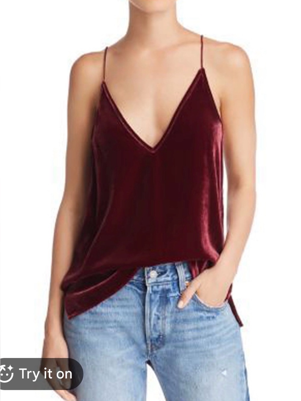 Abercrombie burgundy velvet cami, S